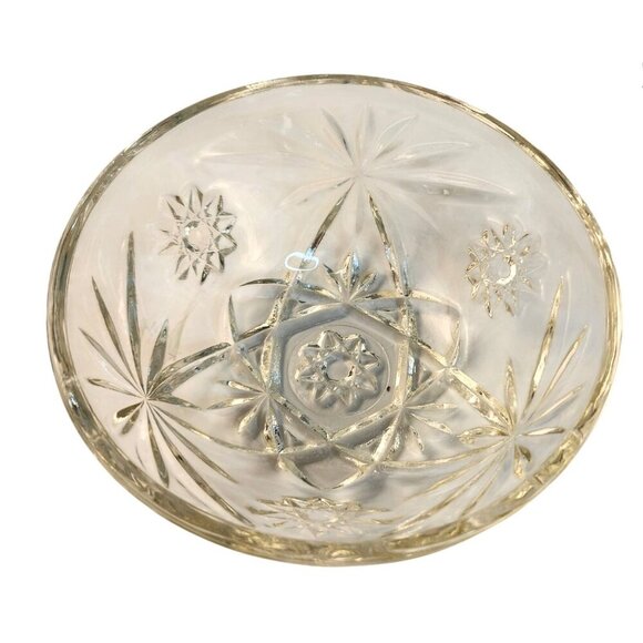 Vintage Serving Dish & 4 Matching Bowls Set Anchor Hocking Star of David Clear P - Picture 9 of 13